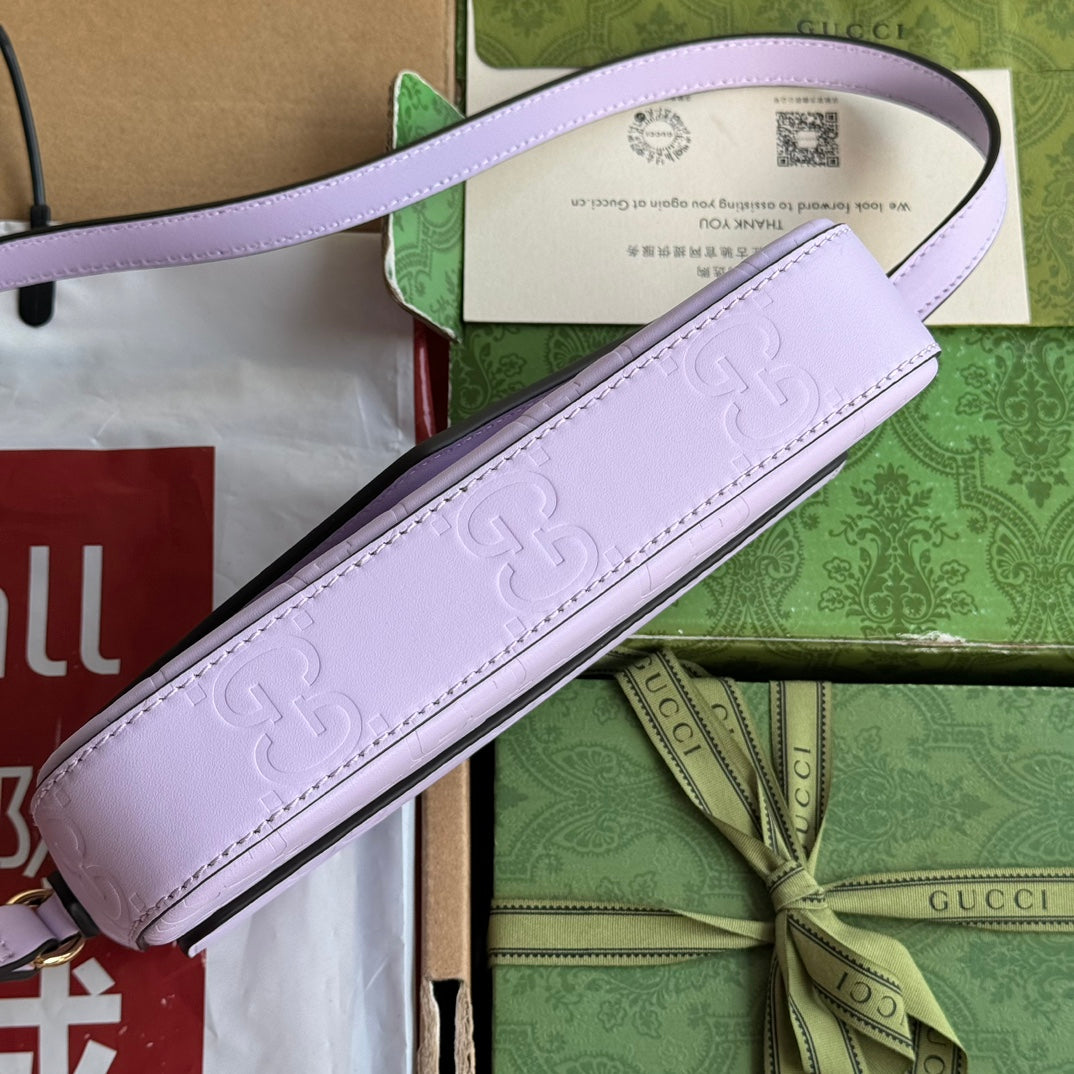 SUPER MINI SHOULDER BAG 21 IN LIGHT VIOLET EMBOSSED CALFSKIN