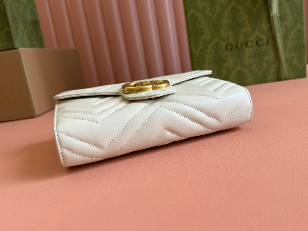 MARMONT SMALL SHOULDER BAG 20 IN WHITE LAMBSKIN GOLD HARDWARE