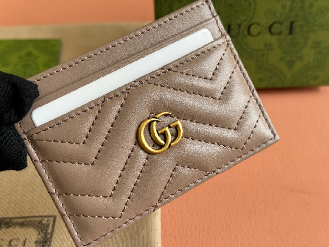 MARMONT QUILTED CARD HOLDER 10 IN MILK TEA CALFSKIN