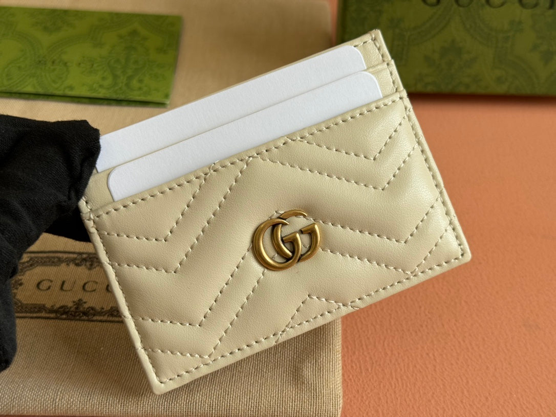 MARMONT QUILTED CARD HOLDER 10 IN LIGHT YELLOW CALFSKIN