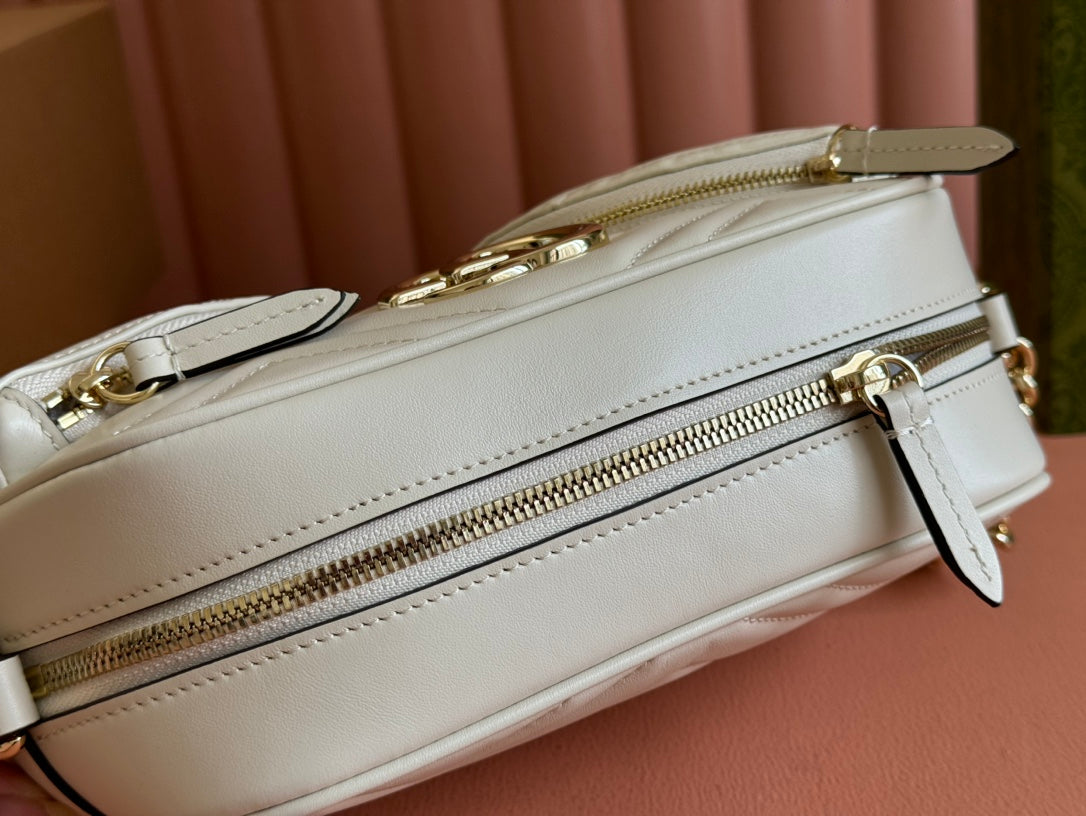 MARMONT SMALL SHOULDER BAG 24 IN WHITE CALFSKIN GOLD HARDWARE