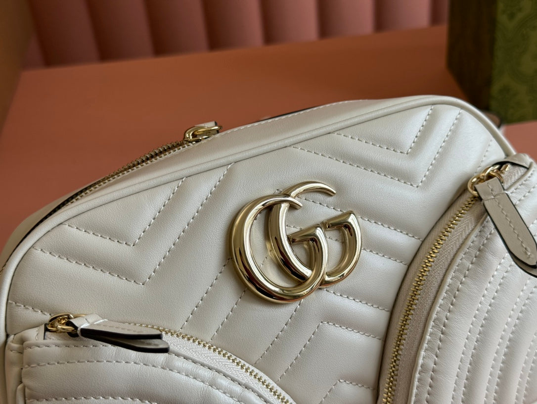 MARMONT SMALL SHOULDER BAG 24 IN WHITE CALFSKIN GOLD HARDWARE