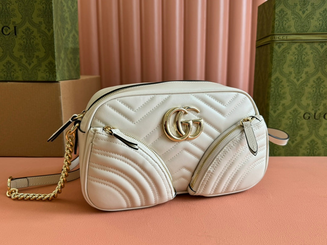 MARMONT SMALL SHOULDER BAG 24 IN WHITE CALFSKIN GOLD HARDWARE