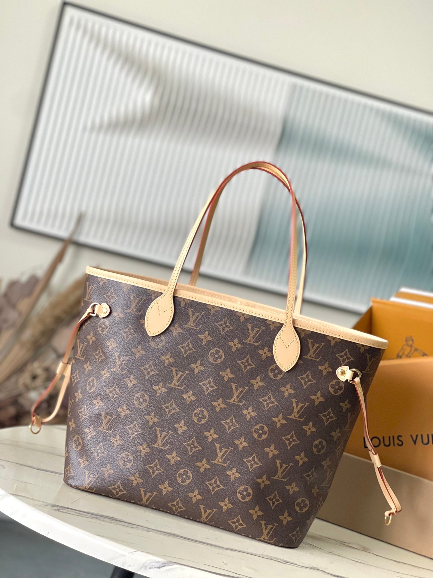 NEVERFULL MM 31 IN BROWN MONOGRAM CANVAS WITH PINK RABBIT PATCH