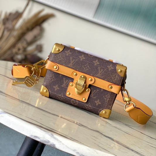 SOUL TRUNK 19 IN BROWN MONOGRAM DUST CANVAS GOLD HARDWARE