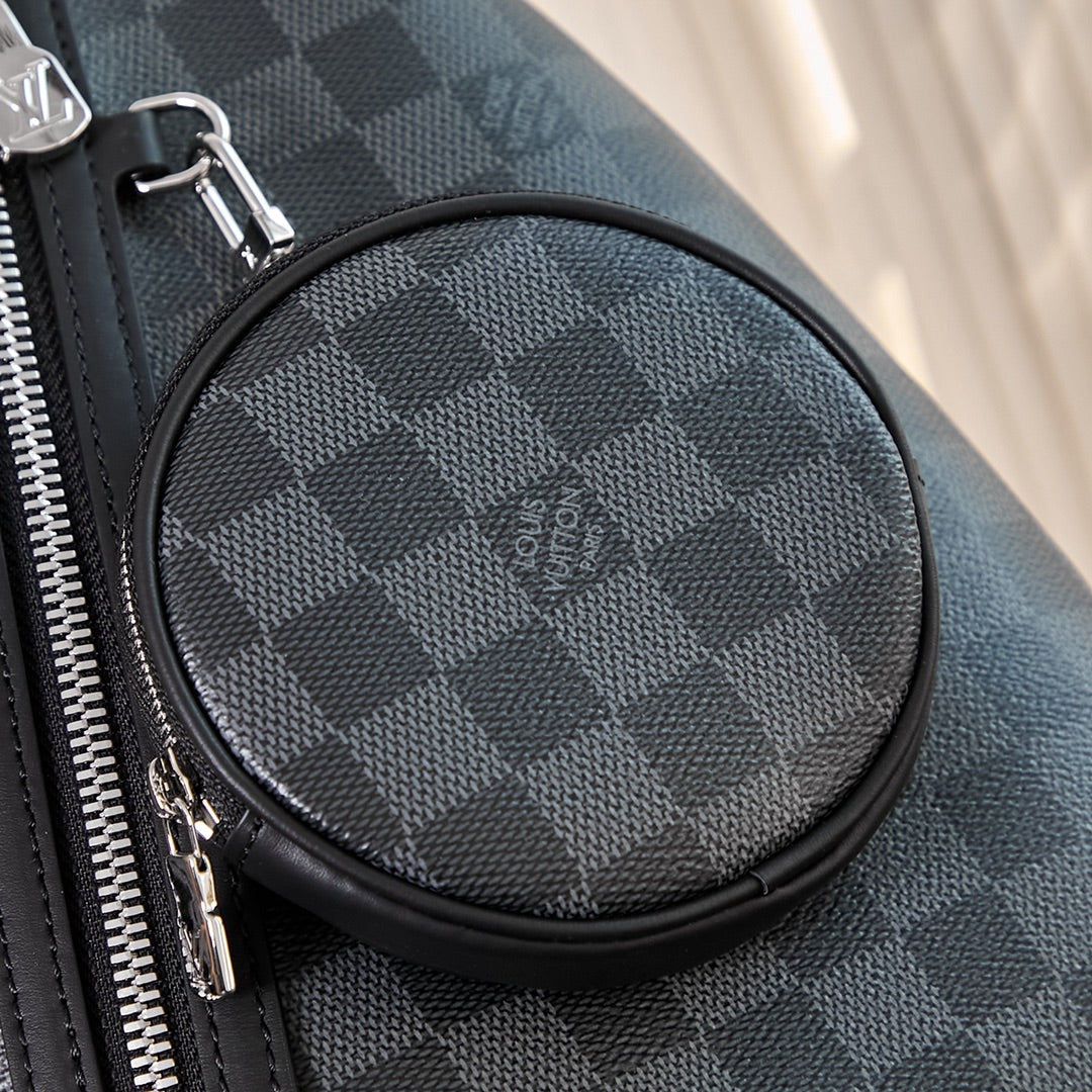 DUO CROSSBAG 42 IN GREY BLACK DAMIER GRAPHITE CANVAS