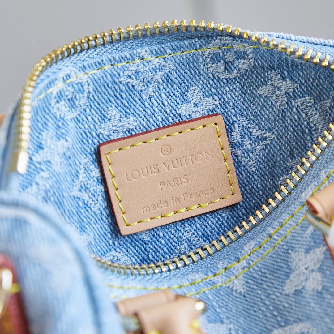 NANO SPEEDY 16 IN LIGHT BLUE MONOGRAM DENIM