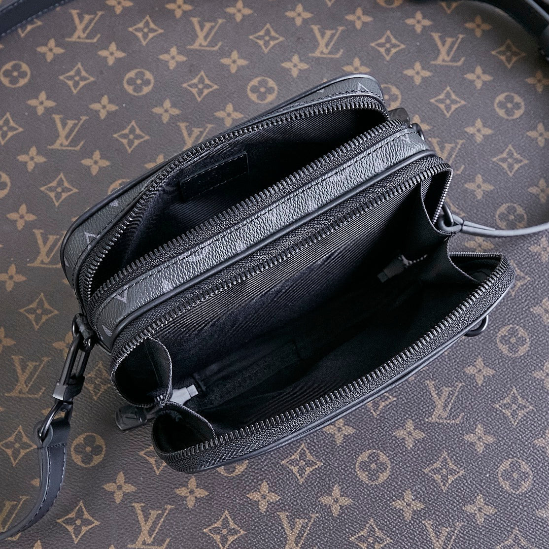 NANO ALPHA 18 IN BLACK MONOGRAM ECLIPSE CANVAS