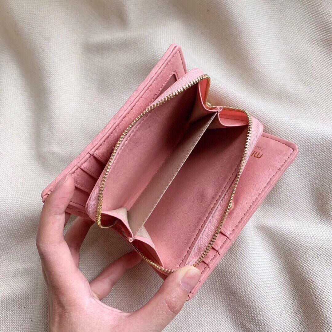 SMALL WALLET 13 IN LIGHT PINK CALFSKIN