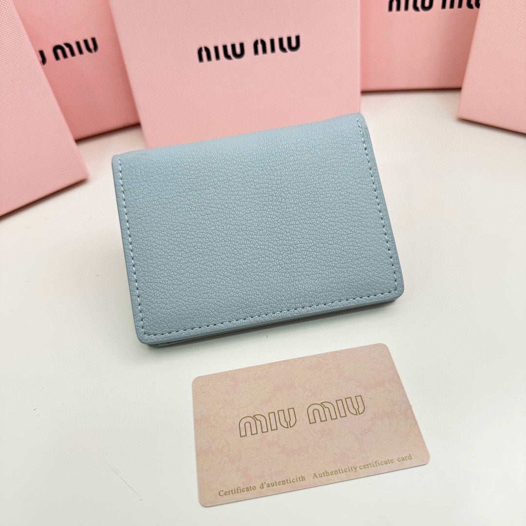 SMALL WALLET 11 IN BLUE PASTEL CALFSKIN