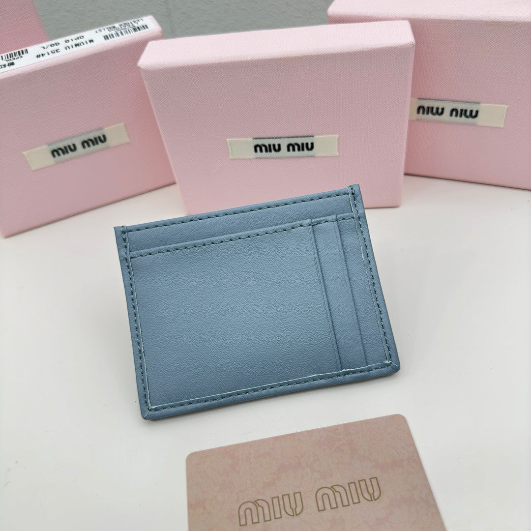 SMALL CARDHOLDER 10 IN BLUE PASTEL LAMBSKIN