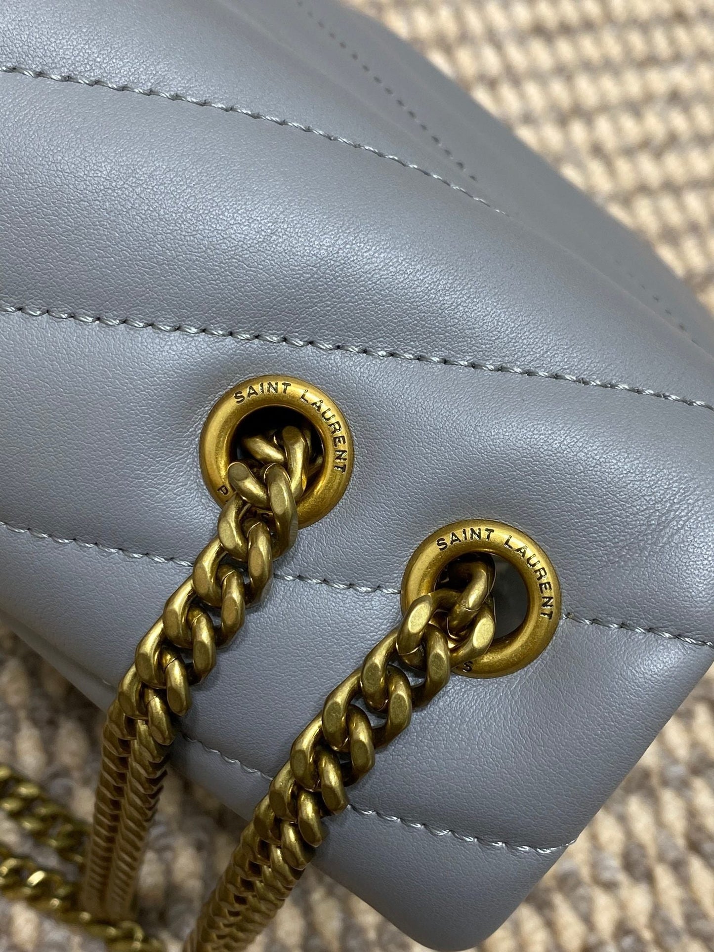 LOULOU SMALL 25 IN ASH BLUE LAMBSKIN GOLD HARDWARE