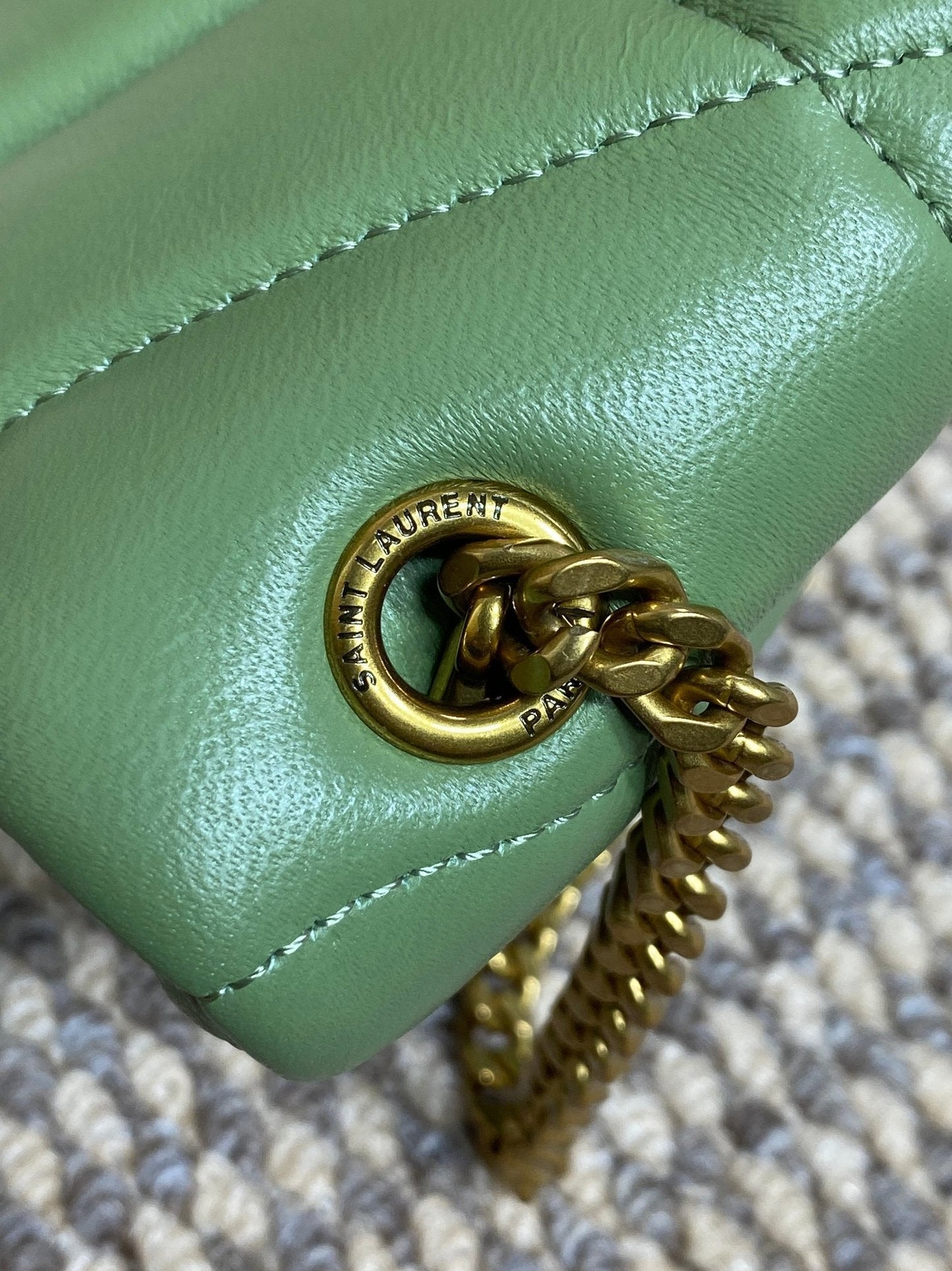 PUFFER TOY 23 IN FERN GREEN LAMBSKIN GOLD HARDWARE