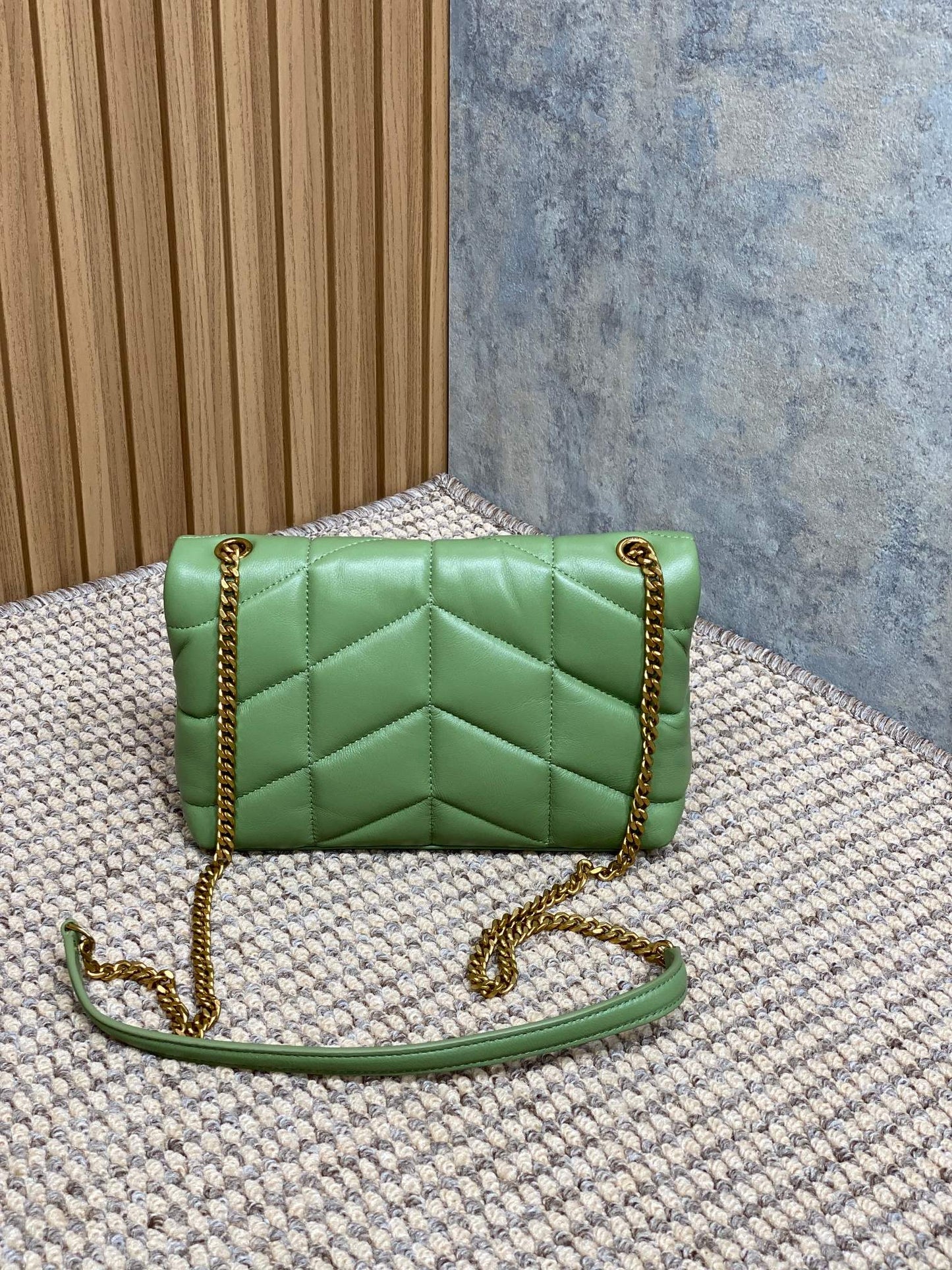 PUFFER TOY 23 IN FERN GREEN LAMBSKIN GOLD HARDWARE