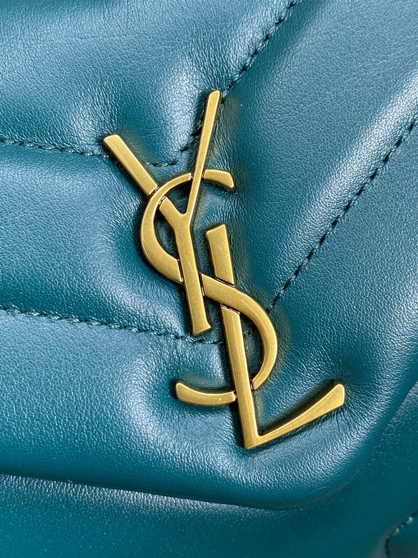 LOULOU MINI BAG 20 IN DARK CYAN LAMBSKIN GOLD HARDWARE