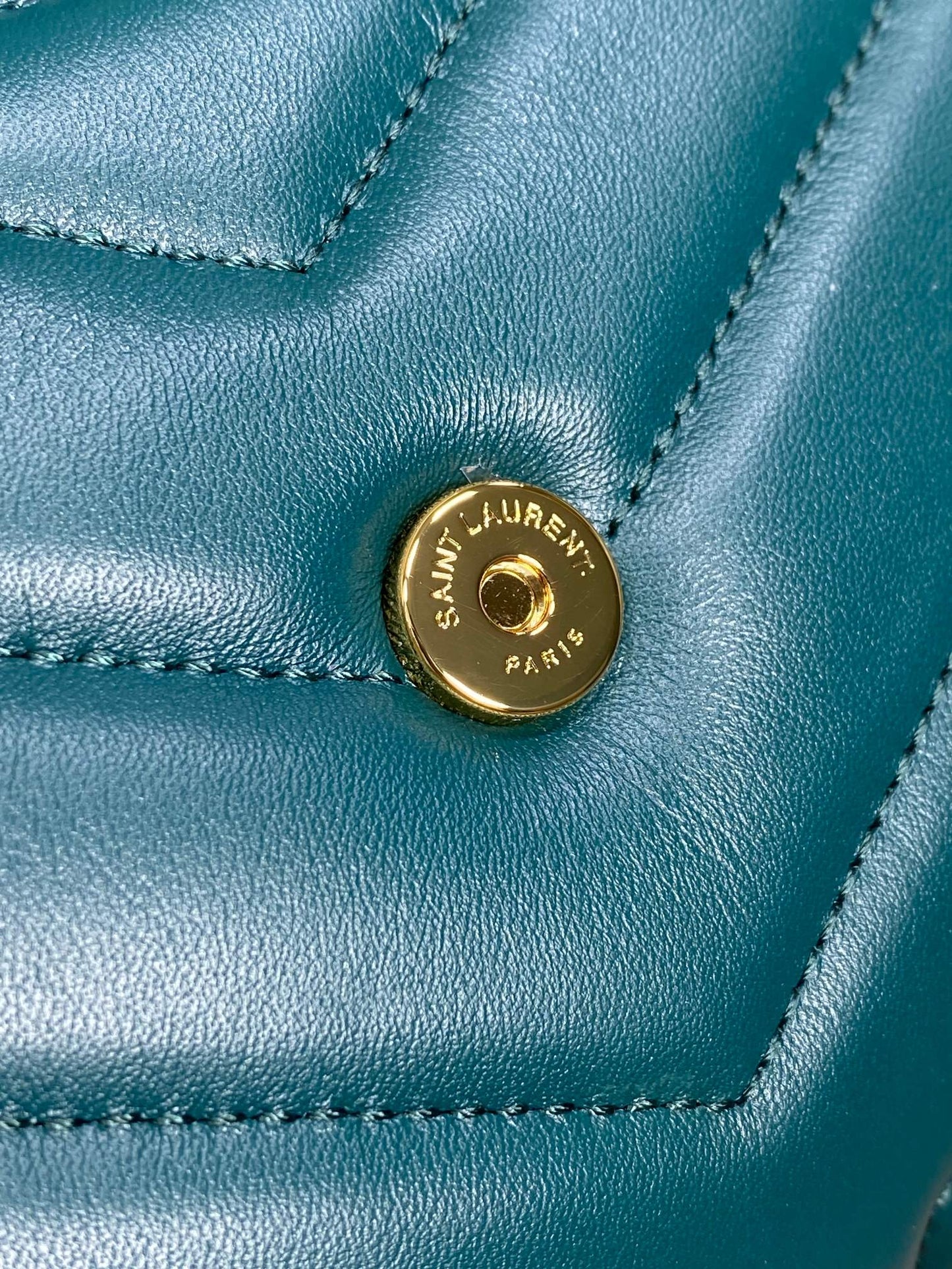 LOULOU MINI BAG 20 IN DARK CYAN LAMBSKIN GOLD HARDWARE