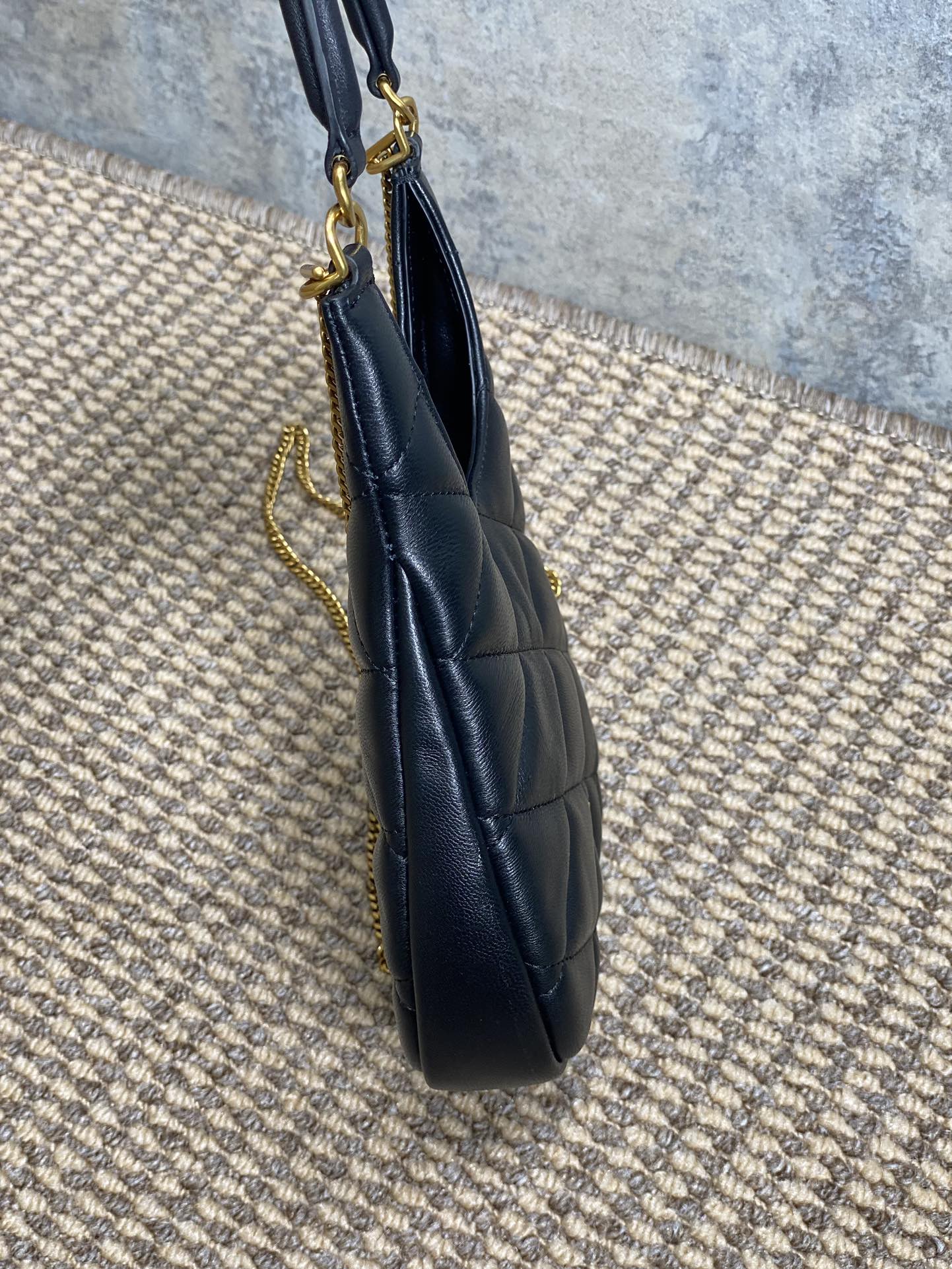 SADE HOBO 21 IN BLACK LAMBSKIN GOLD HARDWARE