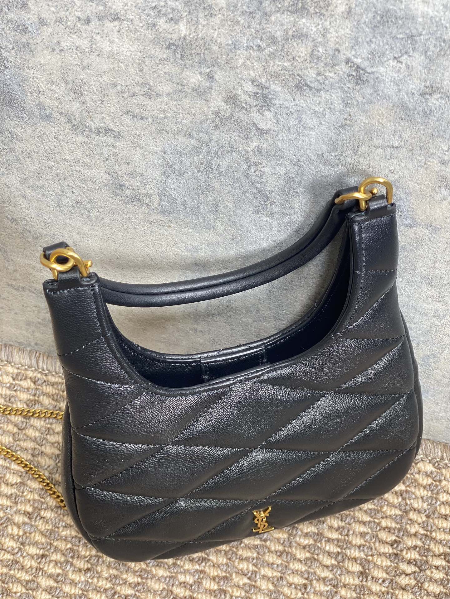 SADE HOBO 21 IN BLACK LAMBSKIN GOLD HARDWARE