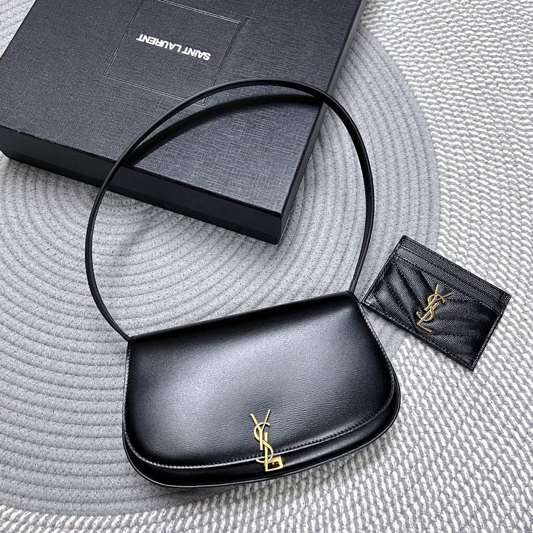 VOLTAIRE IN BOX 21 IN BLACK CALFSKIN GOLD LOGO