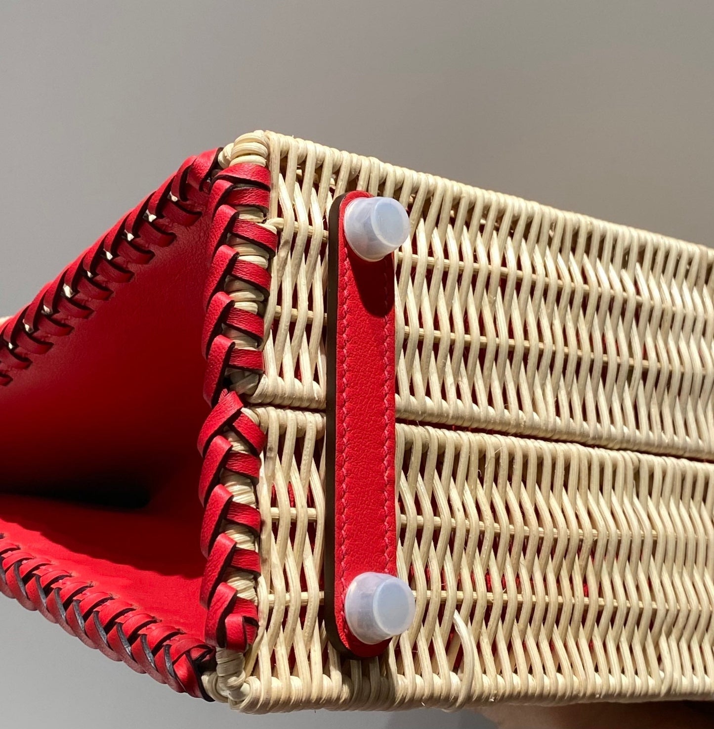 HM BIRKIN 25 CM PICNIC RED BAMBOO AND RATTAN