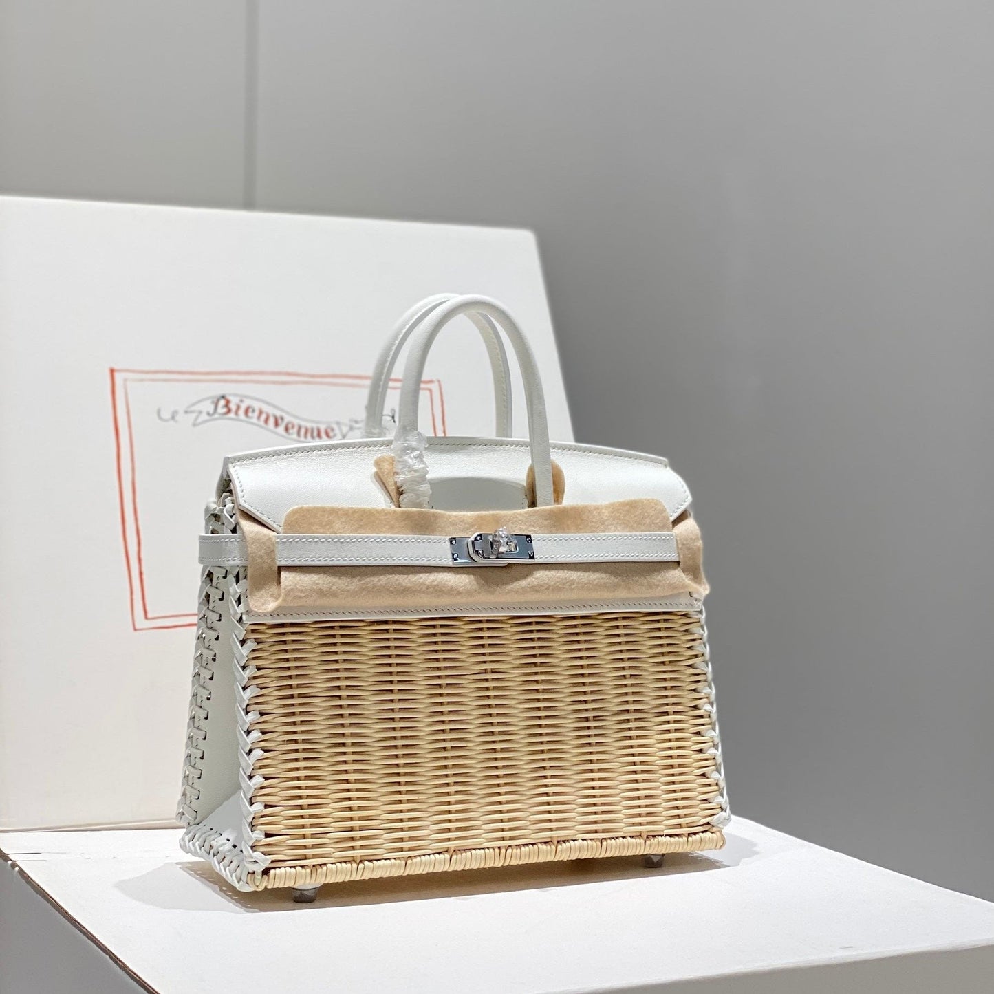 HM BIRKIN 25 CM PICNIC WHITE BAMBOO AND RATTAN