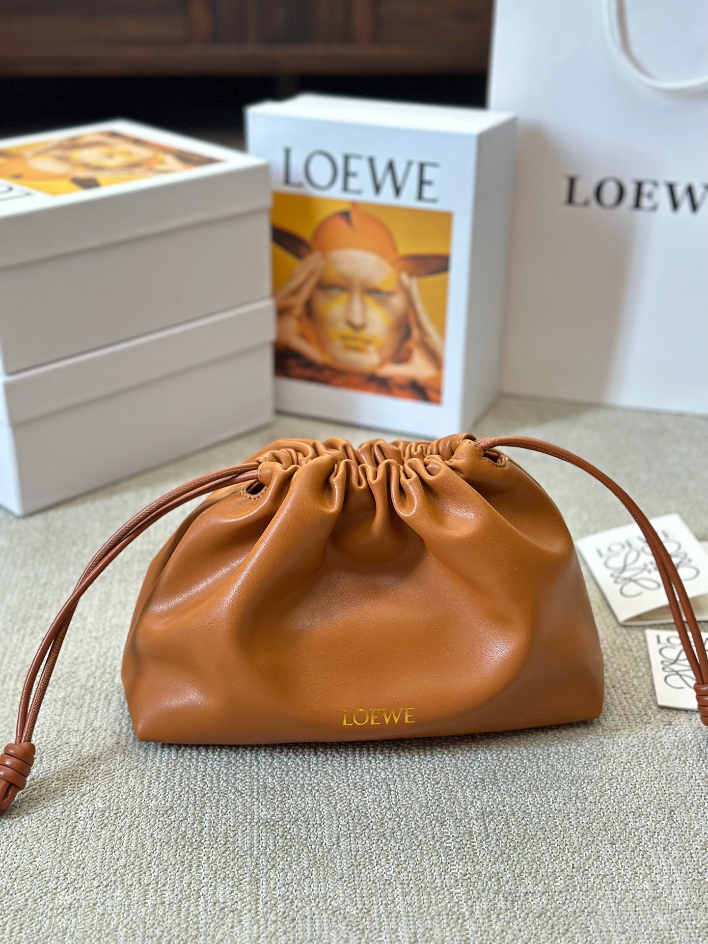 LOE SMALL 23 FLAMENCO PURSE IN WARM DESERT NAPPA LAMBSKIN