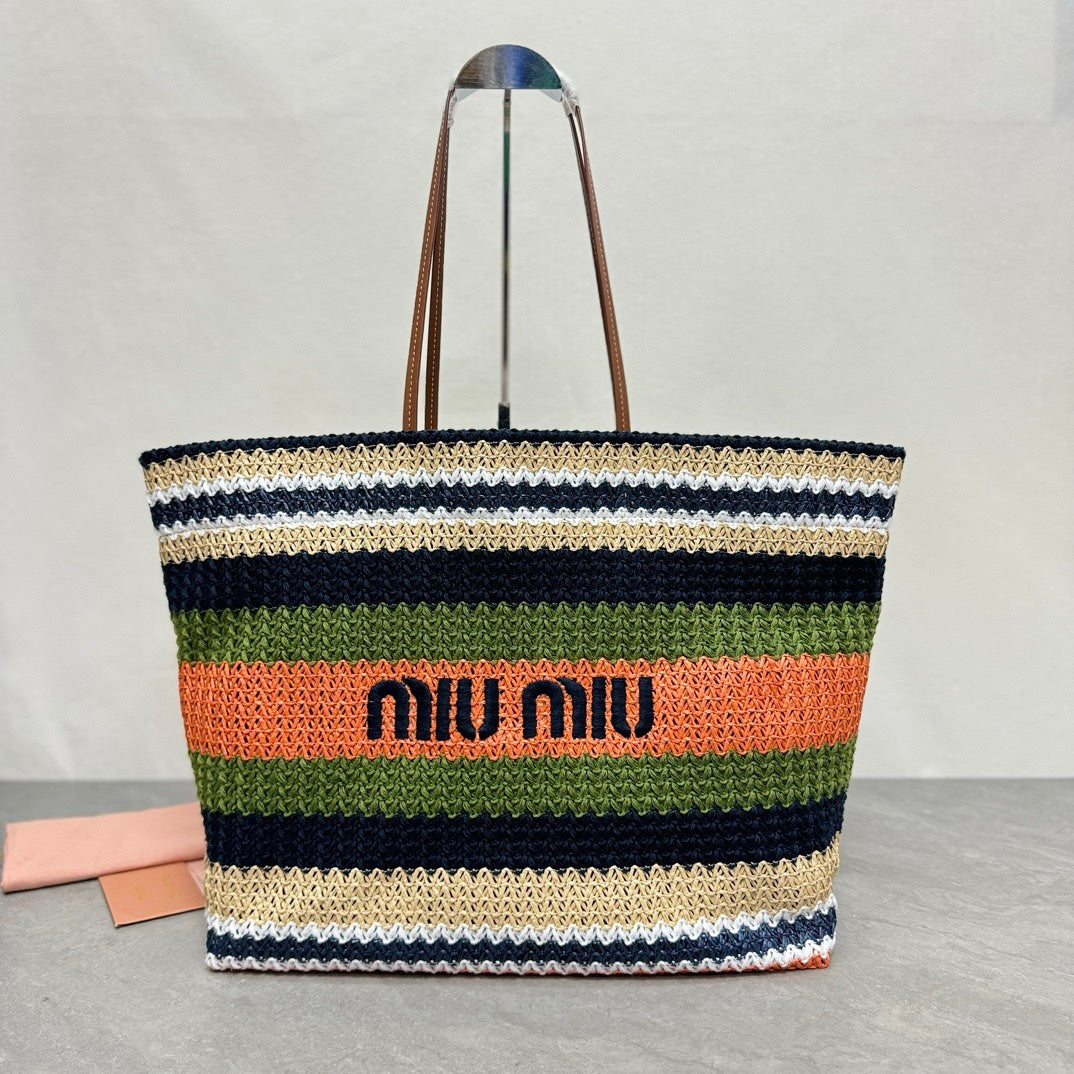 LARGE SHOPPING BAG 40 IN COLORFUL WOVEN RAFFIA