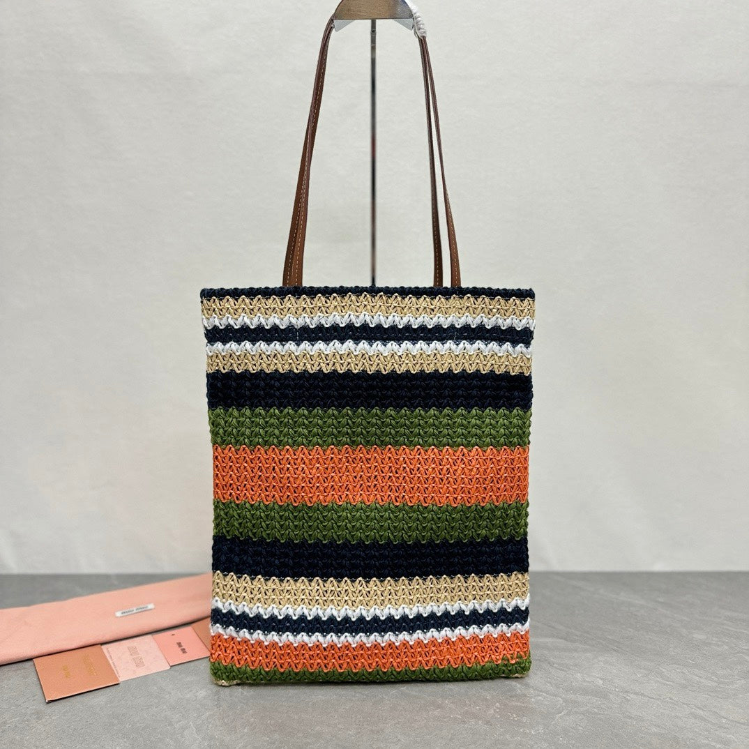 TOTE BAG 38 IN COLORFUL WOVEN RAFFIA