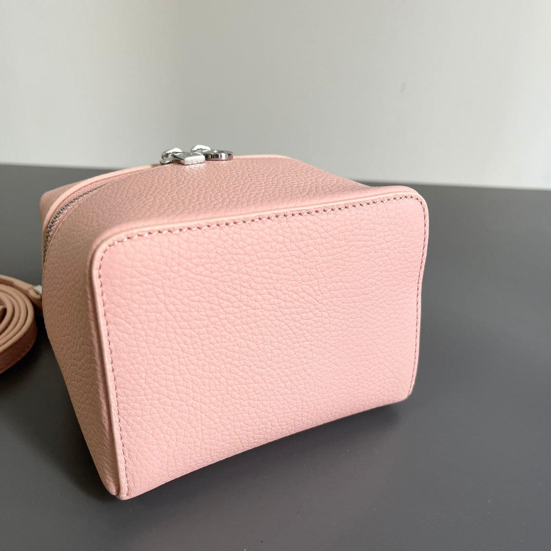 EXTRA POCKET L12 IN PINK PASTEL CALFSKIN WITH SILVER HARDWARE