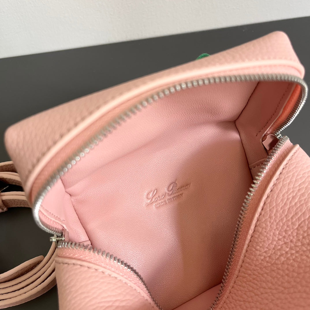 EXTRA POCKET L12 IN PINK PASTEL CALFSKIN WITH SILVER HARDWARE