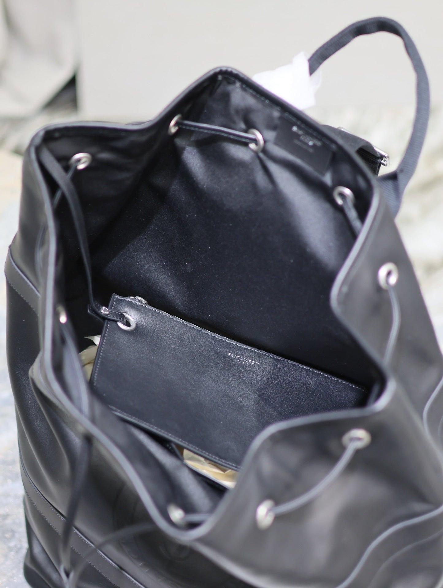 RIVE GAUCHE BACKPACK 49 IN BLACK CALFSKIN