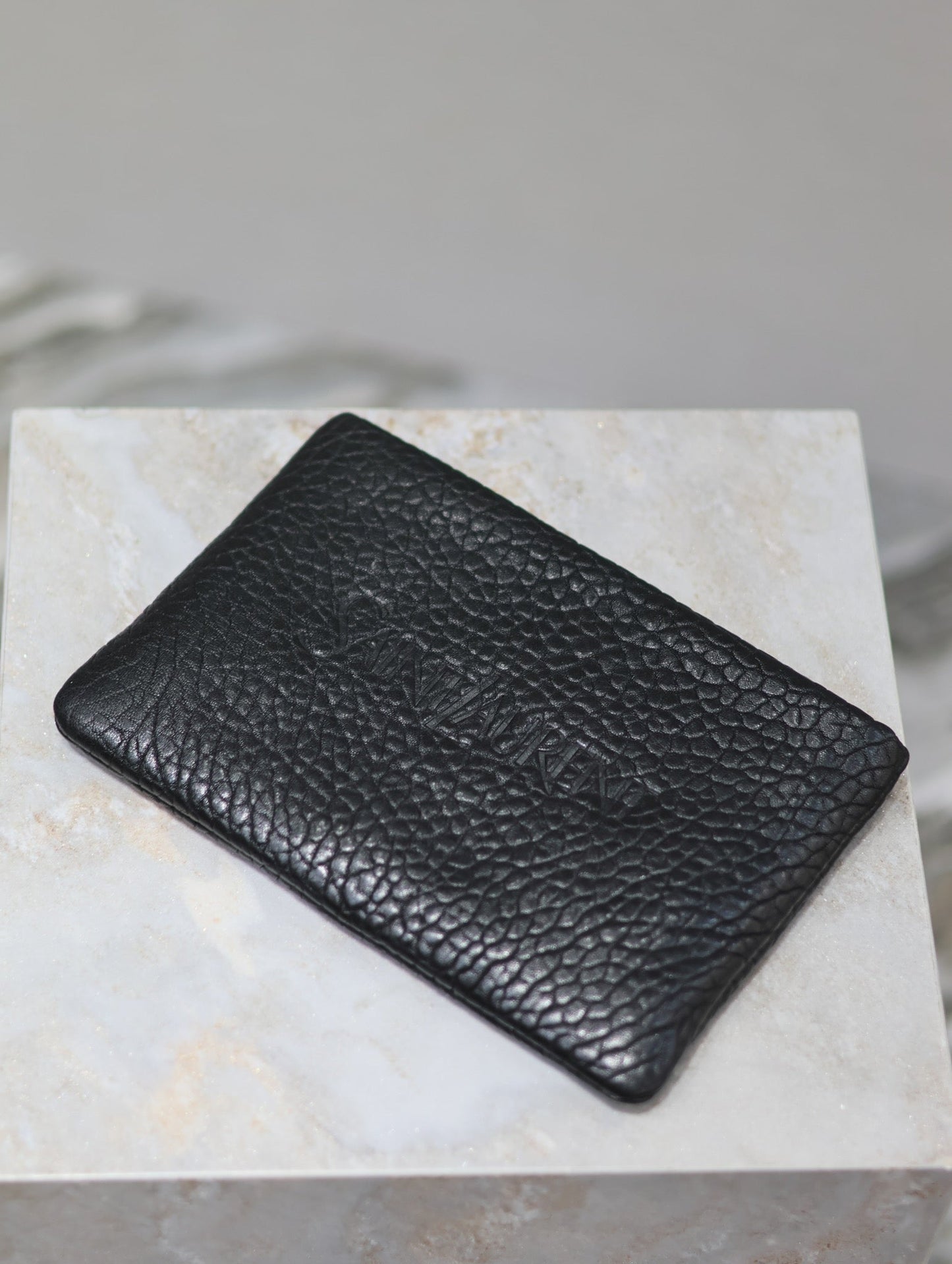 POUCH WITH ELEPHANT TEXTURE 23 IN BLACK LAMBSKIN LOGO EMBOSSED