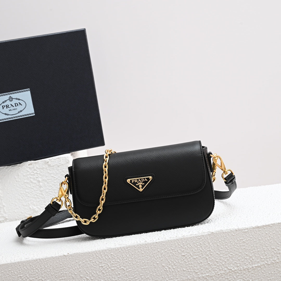 MINI FLAP BAG 20 IN BLACK SAFFIANO LEATHER GOLD HARDWARE