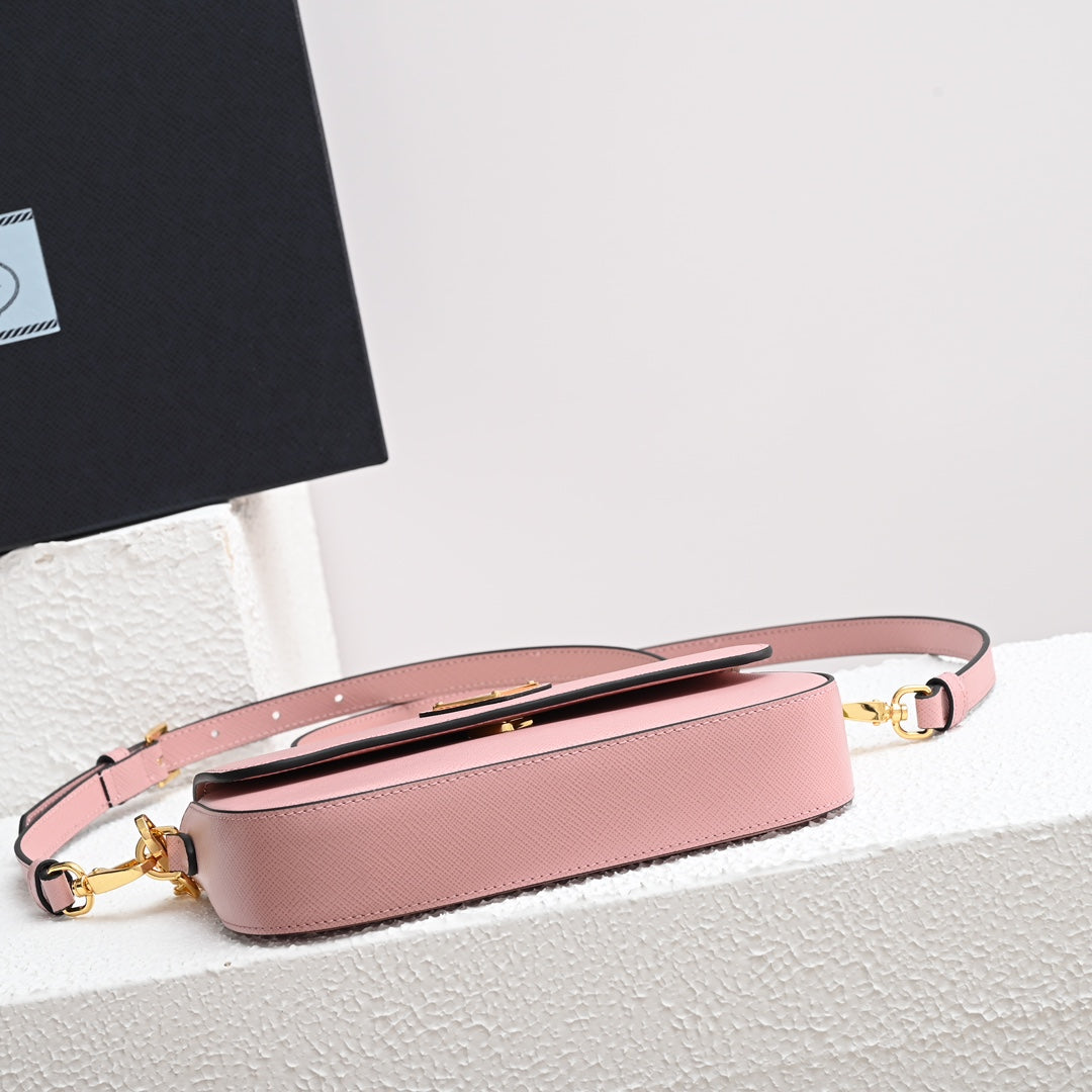 MINI FLAP BAG 20 IN BABY PINK SAFFIANO LEATHER GOLD HARDWARE