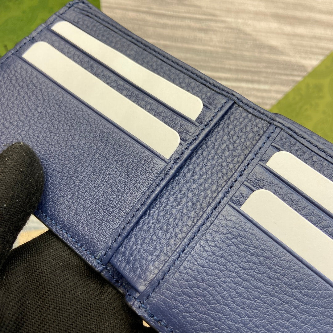 BIFOLD WALLET 11 IN CLASSIC BLUE CALFSKIN