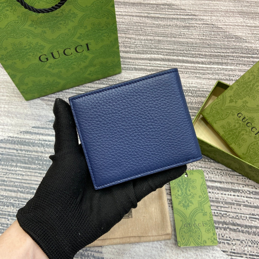 BIFOLD WALLET 11 IN CLASSIC BLUE CALFSKIN