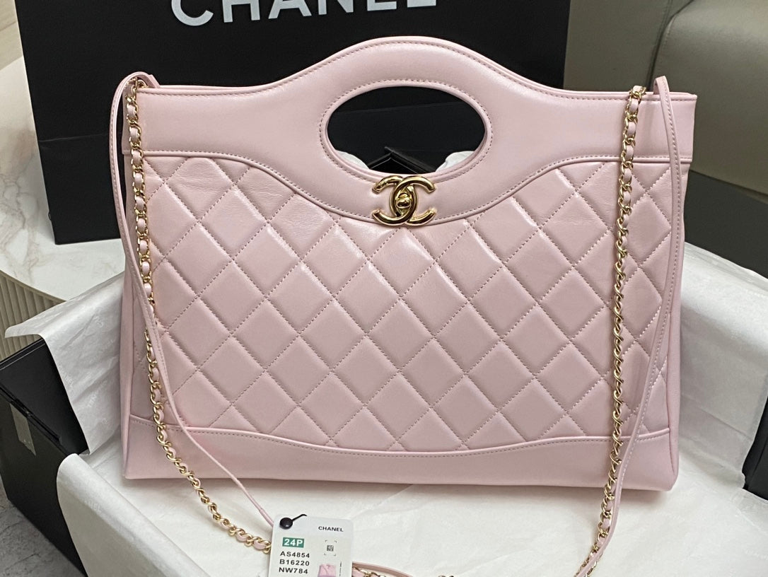 CC 39 LARGE SHOPPING BAG IN LIGHT PINK CALFSKIN