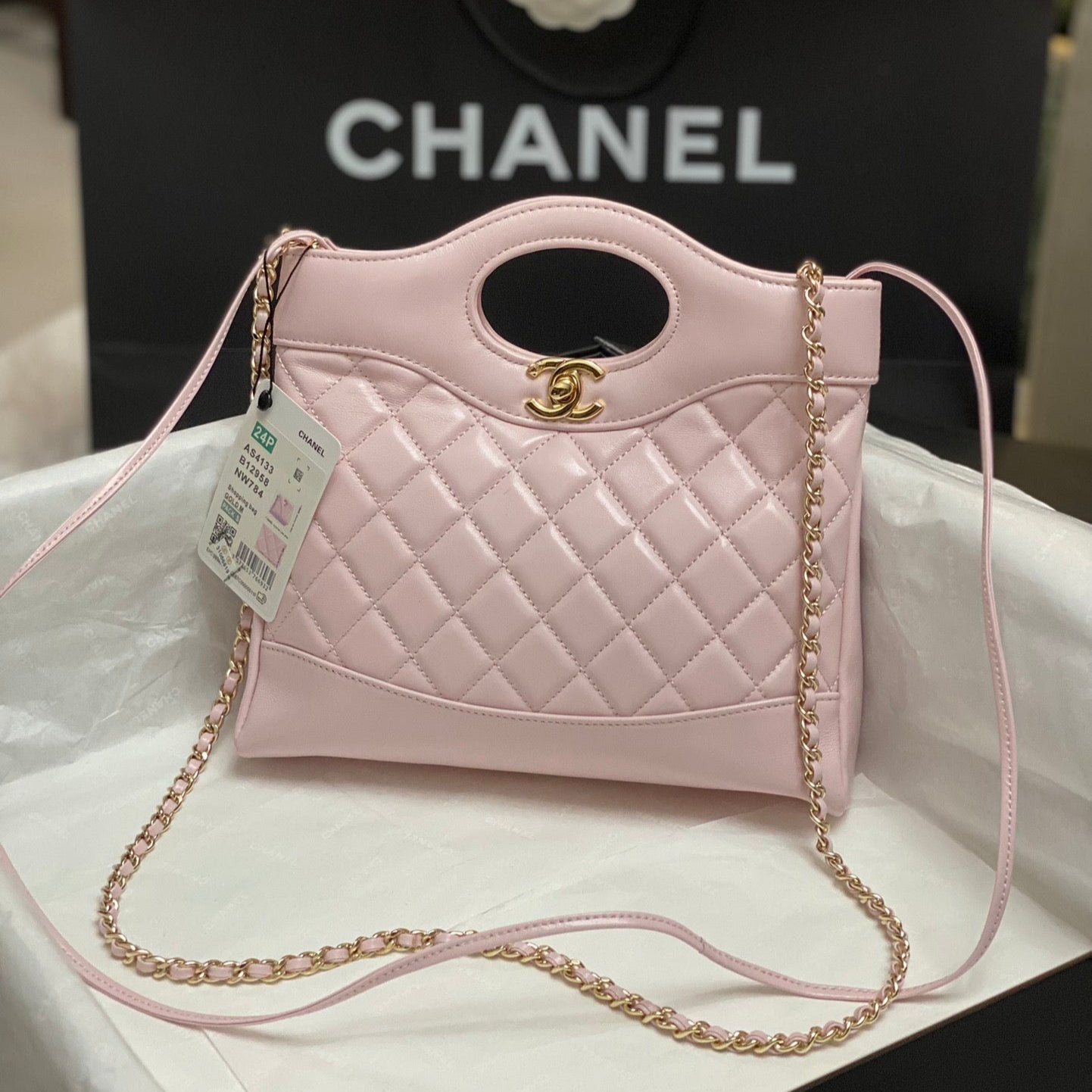 CC MINI 23 SHOPPING BAG IN LIGHT PINK CALFSKIN