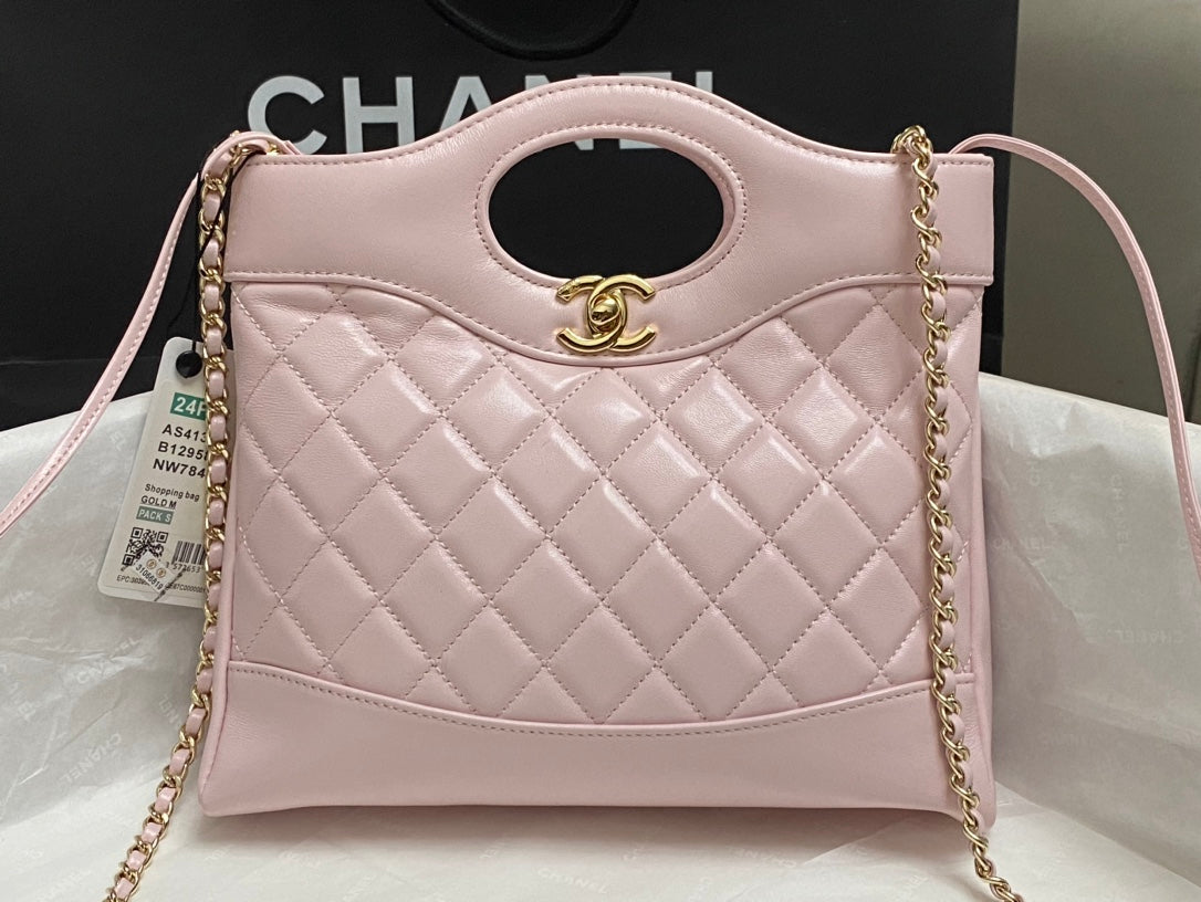 CC MINI 23 SHOPPING BAG IN LIGHT PINK CALFSKIN