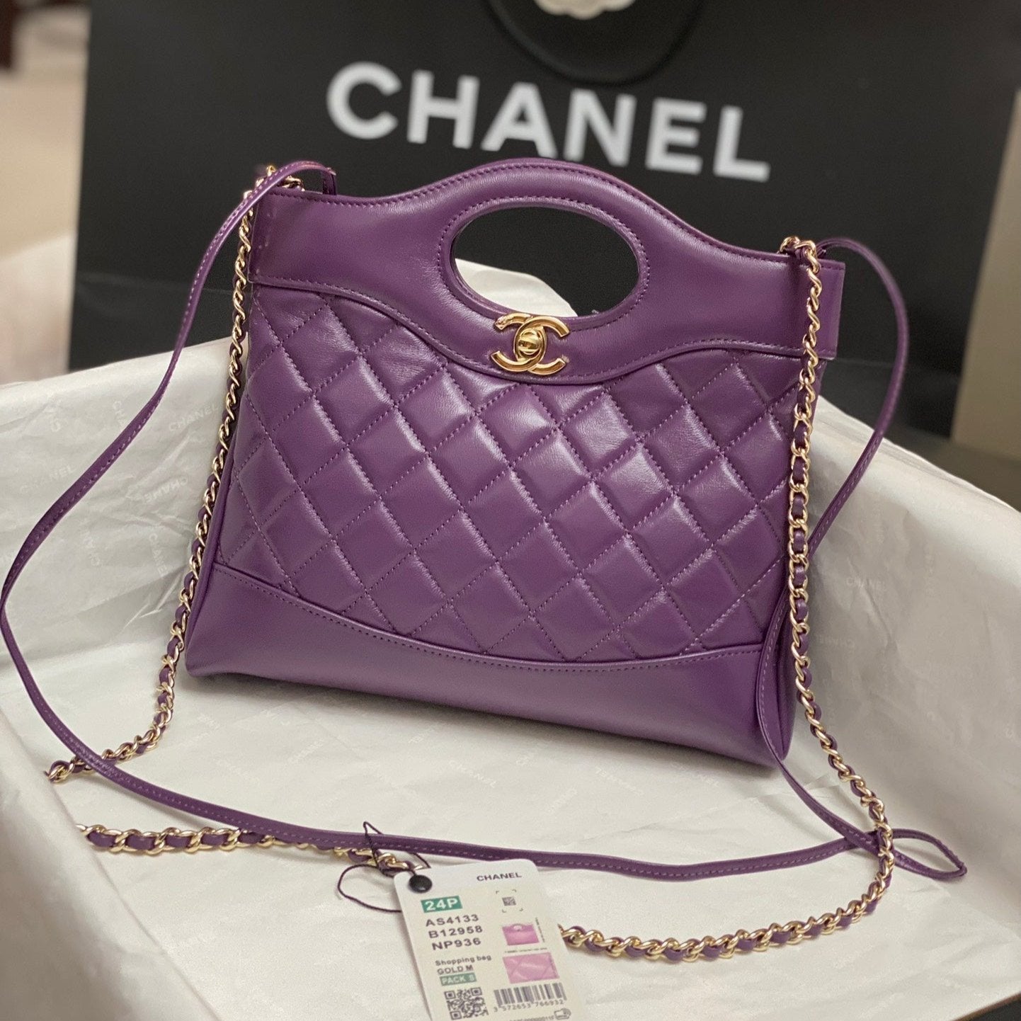 CC MINI 23 SHOPPING BAG IN VIOLET PURPLE CALFSKIN