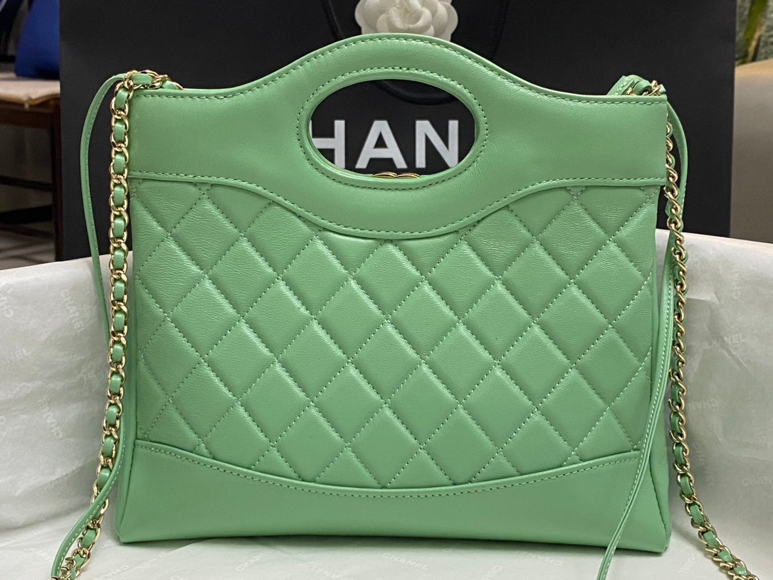 CC MINI 23 SHOPPING BAG IN GREEN MINT CALFSKIN