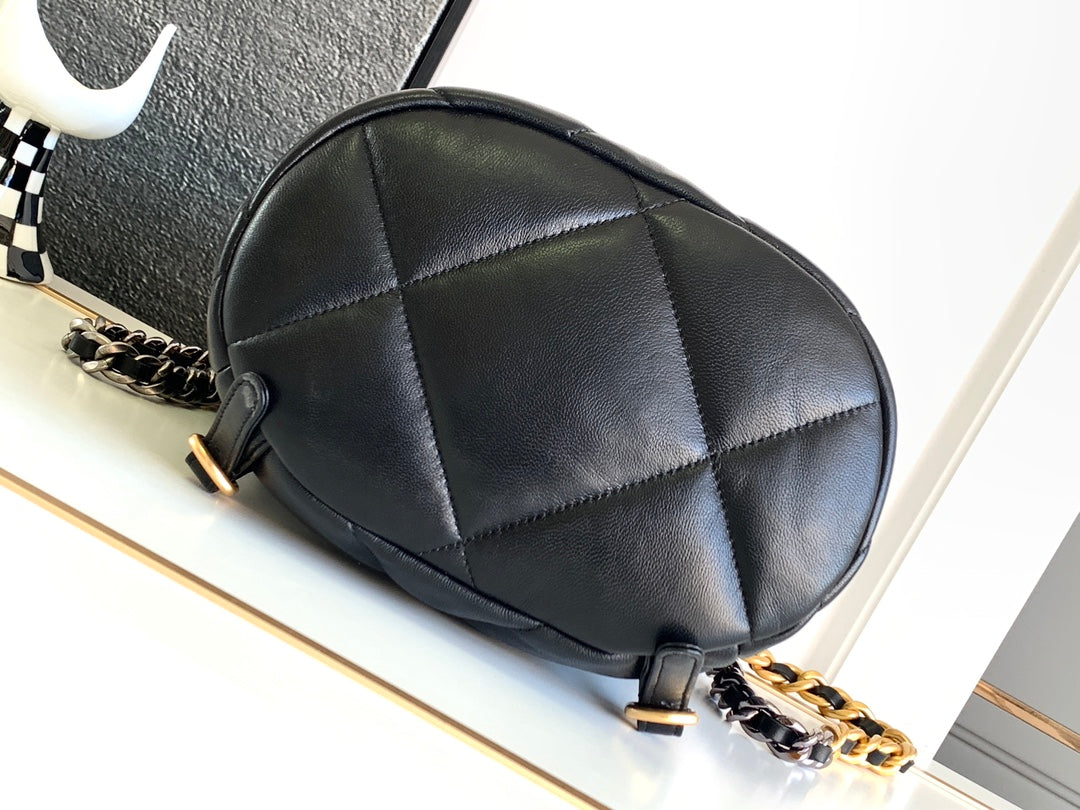 CC BACKPACK 26 IN BLACK CALFSKIN WITH GOLD HARDWARE