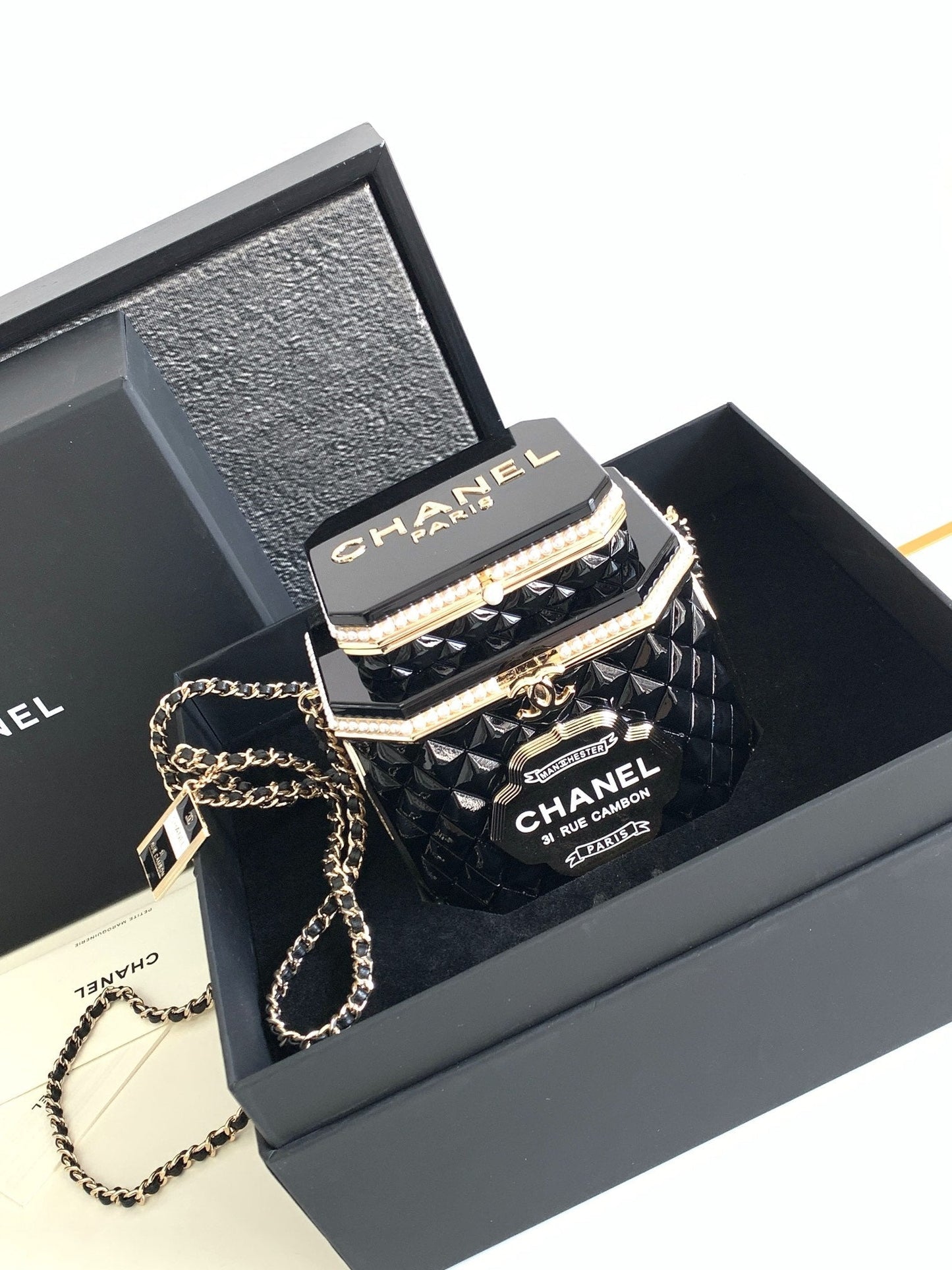 CC 12 TEA BOX MINAUDIERE BAG IN BLACK RESIN