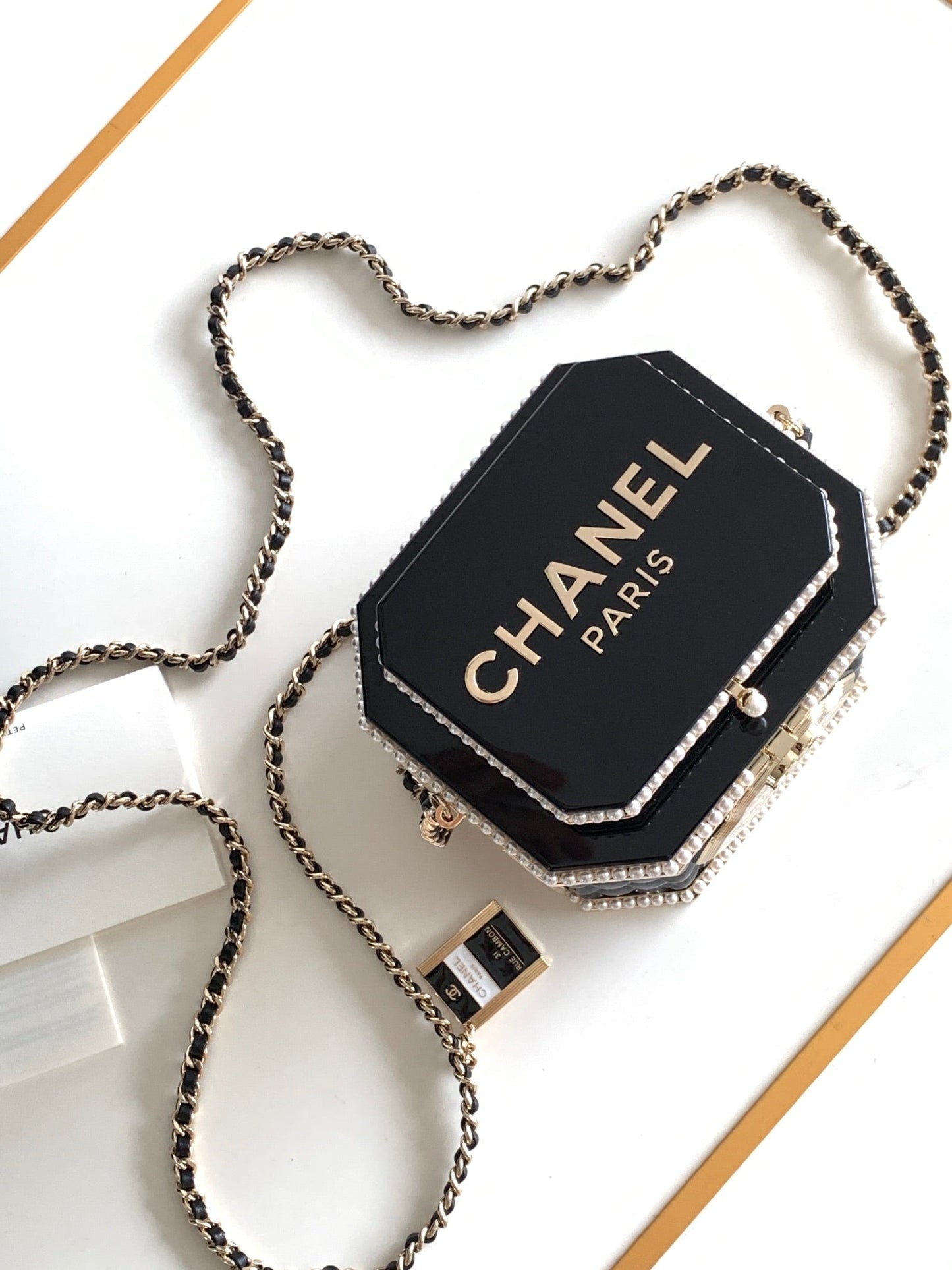 CC 12 TEA BOX MINAUDIERE BAG IN BLACK RESIN