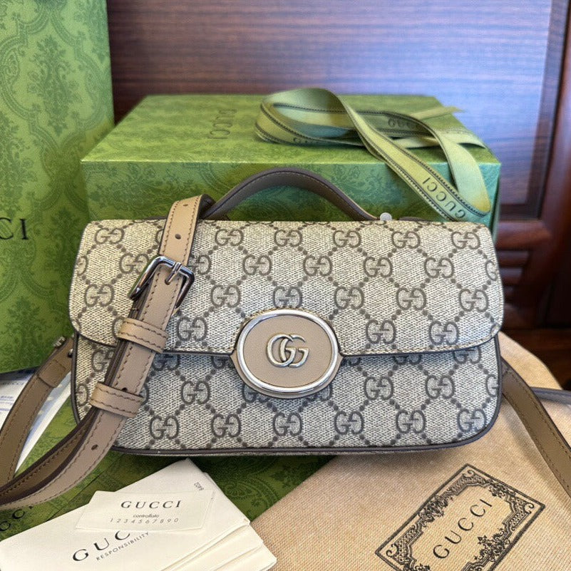 GG MINI 21 CLASSIC SHOULDER BAG IN BEIGE CANVAS