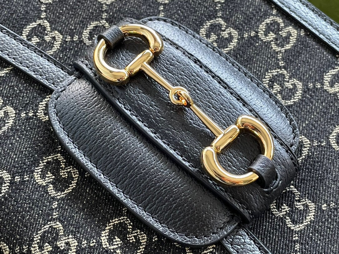 GG HORSEBIT 1955 MINI BAG 25 IN BLACK DENIM