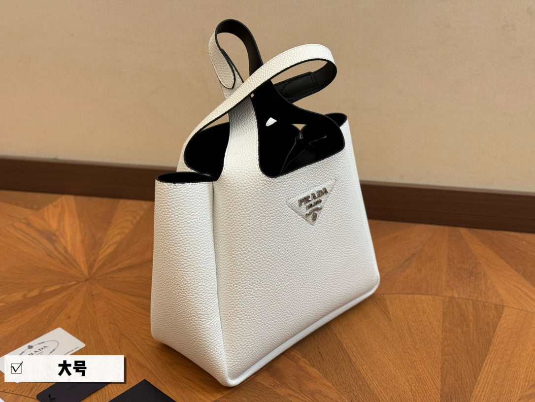 PRA 25 BASKET BAG IN WHITE CALFSKIN