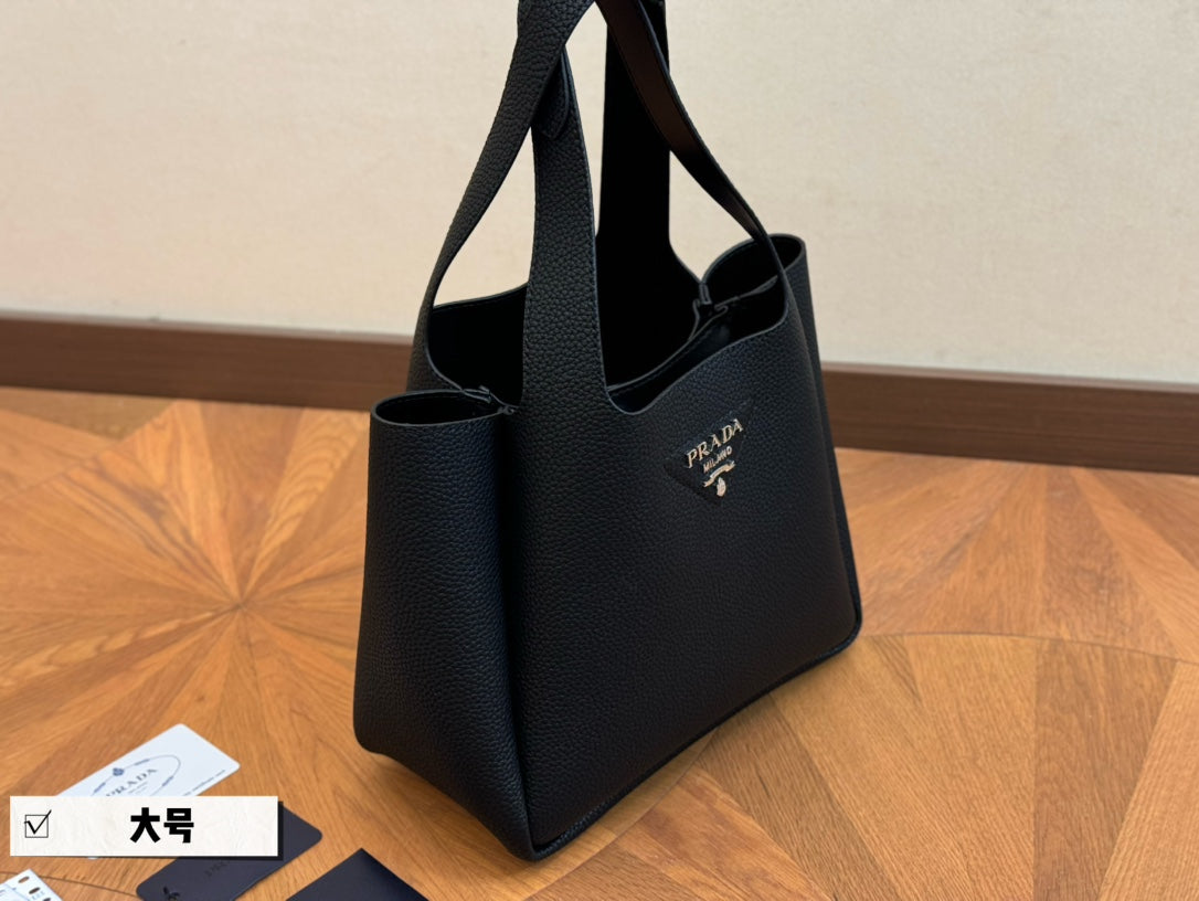 PRA 25 BASKET BAG IN BLACK CALFSKIN