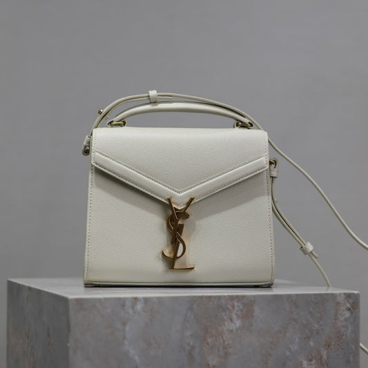 CASSANDRA MINI TOP HANDLE BAG 20 IN WHITE CALFSKIN GOLD HARDWARE