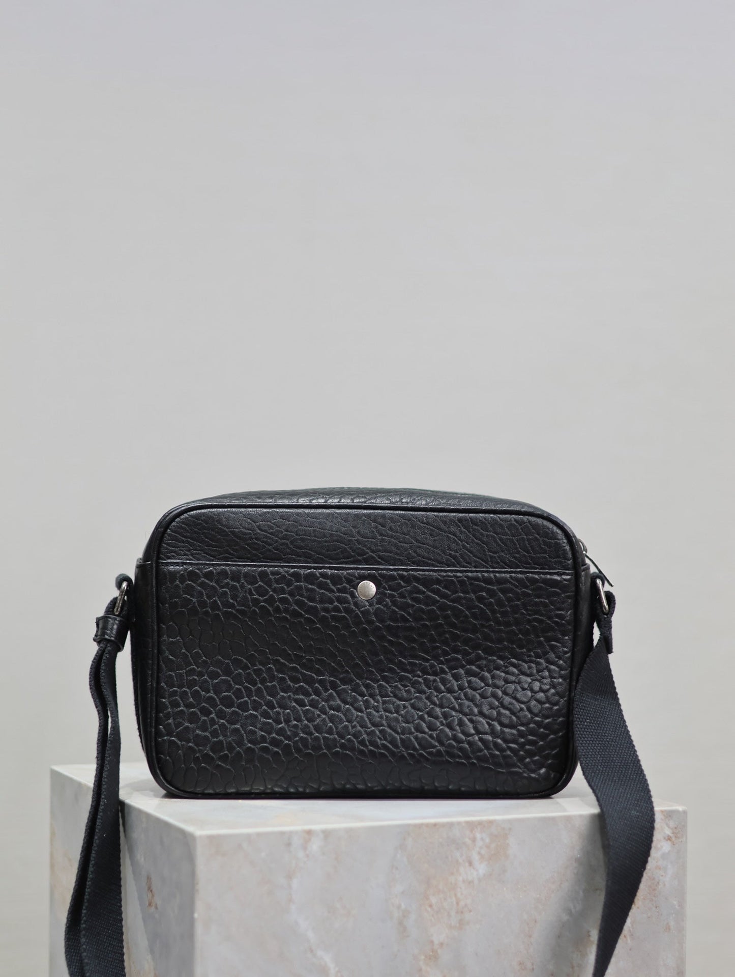 CITY CAMERA BAG 24 IN BLACK ELEPHANT PATTERN LAMBSKIN